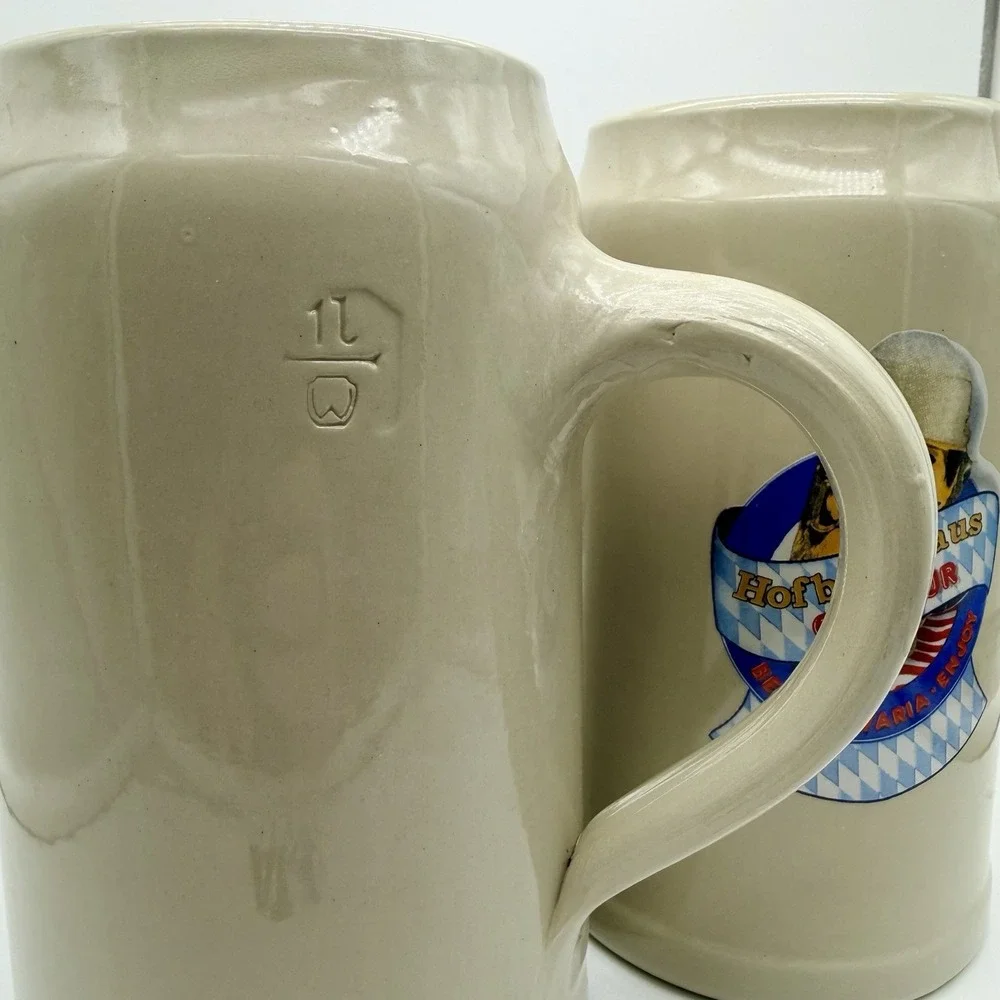 Lot of 2 Hofbräuhaus On Tour Bavaria 1L Ceramic Beer Stein - Made In Germany